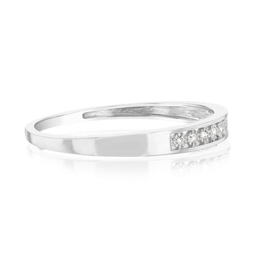 9ct White Gold Eternity Straight Ring with 9 Brilliant Cut Diamonds
