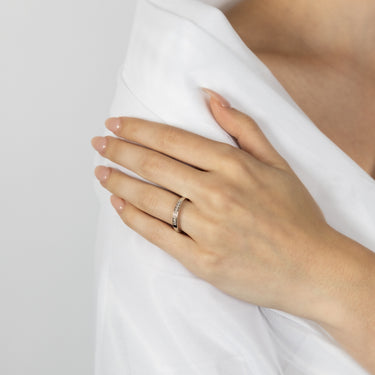 9ct White Gold Eternity Straight Ring with 9 Brilliant Cut Diamonds