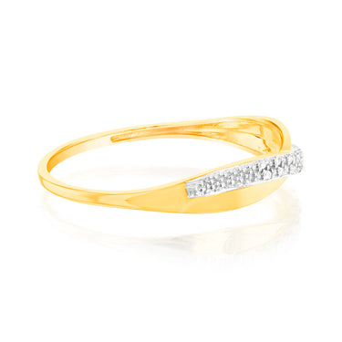 9ct Yellow Gold Ring with 14 Brilliant Cut Diamonds