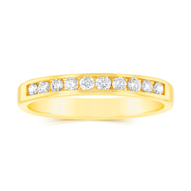 9ct Yellow Gold  1/3 Carat Diamond Eternity Ring with 10 Channel Set Diamonds