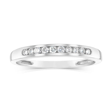 9ct White Gold 0.15 Carat Diamond Eternity Ring with 10 Brilliant Cut Diamonds