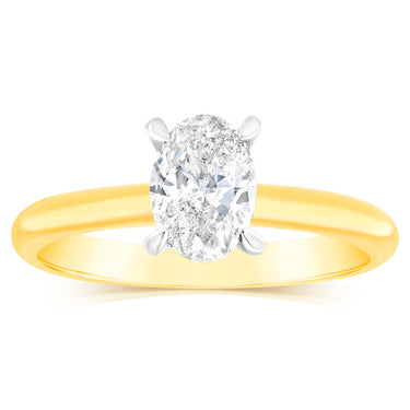 18ct Yellow Gold Diamond Ring With 1 Carat Oval Diamond