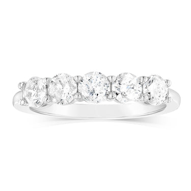 14ct White Gold 0.95 Carat Diamond Eternity Ring with 5 Round Brilliant Cut Diamonds