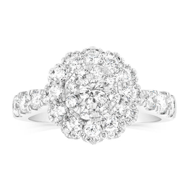 18ct White Gold 1.4 Carat Brilliant Cut Diamond Halo Solitaire Ring