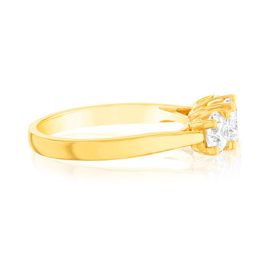 14ct Yellow Gold 1.5 Carat Diamond Trilogy Ring with 3 Round Brilliant Cut Diamonds