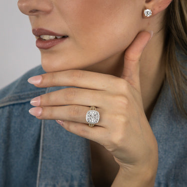 1 Carat Diamond Cushion Shaped Ring in 9ct Yellow Gold & Sterling Silver