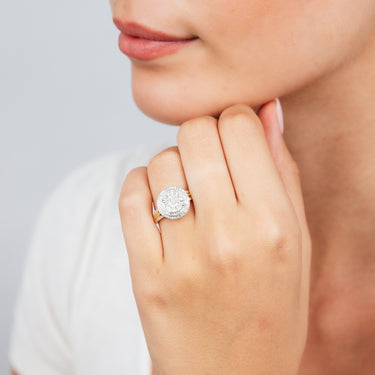 1/2 Carat Diamond Round Shaped Ring in 9ct Yellow Gold & Sterling Silver