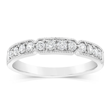 9ct White Gold Channel Set Ring in 0.30 Carat Natural Diamonds