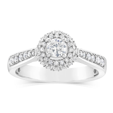 9ct White Gold Brilliant Shaped Ring in 1/2 Carat Natural Diamonds