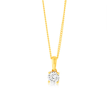 1/2 Carat Diamond Solitaire Pendant in 9ct Yellow Gold