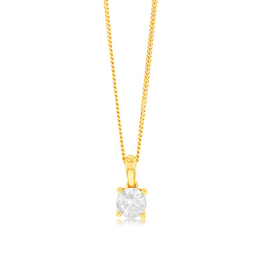 0.70 Carat Diamond Solitaire Pendant in 9ct Yellow Gold
