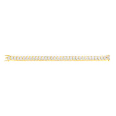 Gold plated Sterling Silver 1 Carat Heart Natural Diamond 18.5cm Bracelet
