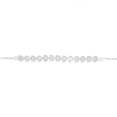 Serling Silver Diamond Heart Slider Bracelet with 13 Round Brilliant Cut Diamonds