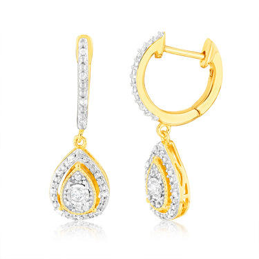 0.45 Carat Earring & Pendant Set in Gold Plated Sterling Silver on 45cm Chain