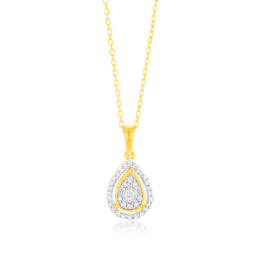 0.45 Carat Earring & Pendant Set in Gold Plated Sterling Silver on 45cm Chain