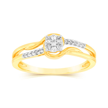 1/10 Carat Diamond Ring in 9ct Yellow Gold
