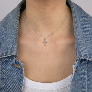 Diamond Cross Pendant in 9ct White Gold