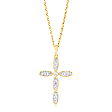 1/10 Carat Cross Diamond Pendant in 9ct Yellow Gold