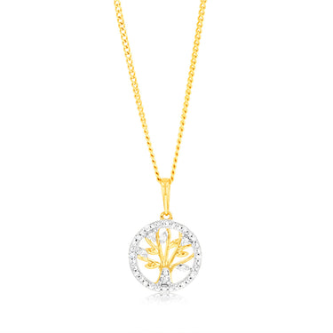 Diamond Tree of Life Pendant in 9ct Yellow Gold