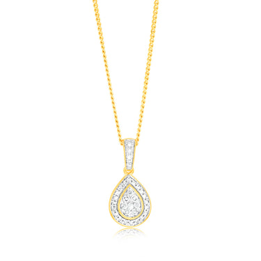 1/6 Carat Diamond Pendant in 9ct Yellow Gold