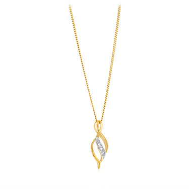 3 Diamonds Pendant in 9ct Yellow Gold