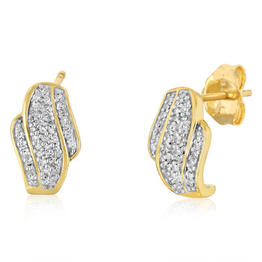1/6 Carat Diamond Earrings in 9ct Yellow Gold