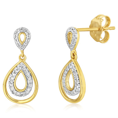 1/10 Carat Diamond Earrings in 9ct Yellow Gold