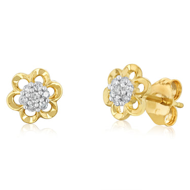 1/10 Carat Diamond Stud Earrings in 9ct Yellow Gold