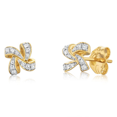 5 Points Diamond Stud Earrings in 9ct Yellow Gold