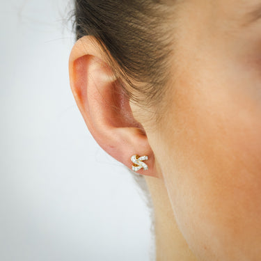 5 Points Diamond Stud Earrings in 9ct Yellow Gold