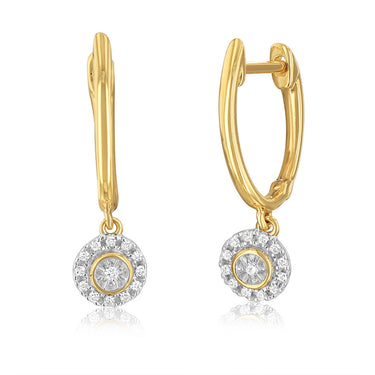 5 Points Diamond Drop Earrings in 9ct Yellow Gold