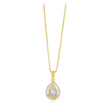 1/2 Carat Earring & Pendant Set in Gold Plated Sterling Silver on 45cm Chain