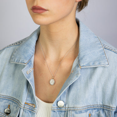 1 Carat Diamond Oval Cluster Shaped Pendant in 9ct Yellow Gold & Sterling Silver on 45cm Sterling Silver Chain