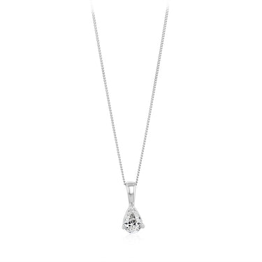 1/4 Carat Diamond Pear Pendant on Adjustable 41-46cm Chain in 9ct White Gold