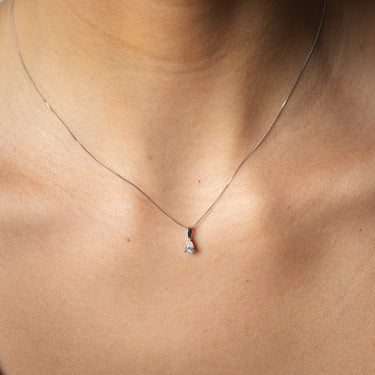 1/4 Carat Diamond Pear Pendant on Adjustable 41-46cm Chain in 9ct White Gold
