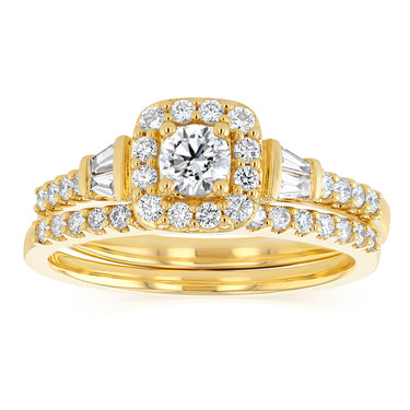3/4 Carat Diamond Bridal 2 Ring Set in 18ct Yellow Gold