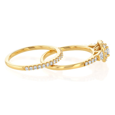 3/4 Carat Diamond Bridal 2 Ring Set in 18ct Yellow Gold