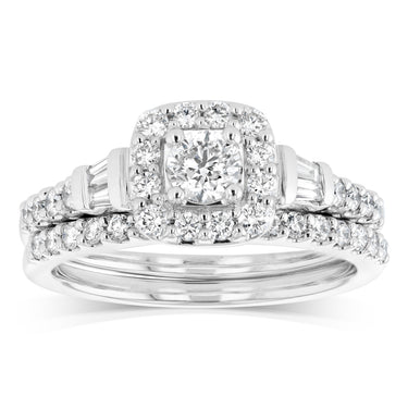3/4 Carat Diamond Bridal 2 Ring Set in Platinum