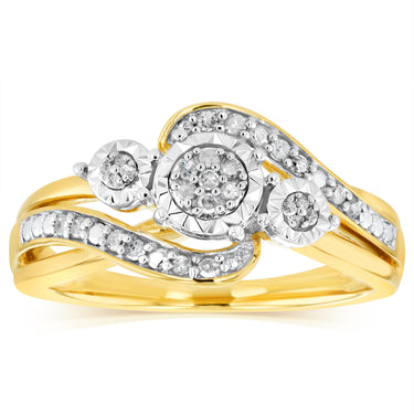 1/6 Carat Diamond Ring in Gold Plated Silver