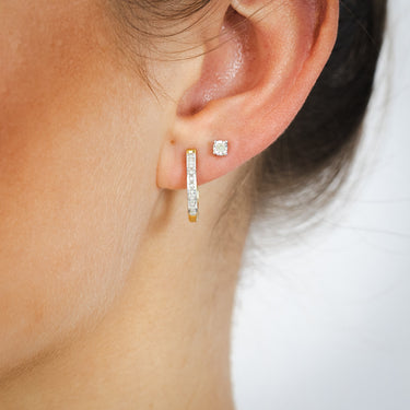 1/10 Carat Diamond Earrings Set Hoop Earrings in Gold Plated Silver and Stud Earrings in Sterling Silver