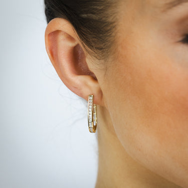 1/2 Carat Diamond Hoop Earrings in Gold Plated Silver