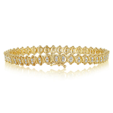 0.90 Carat Diamond 18cm Bracelet in Gold Plated Silver