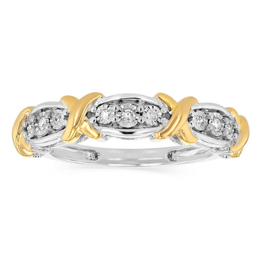 Natural Diamond Ring in Gold Plated Silver