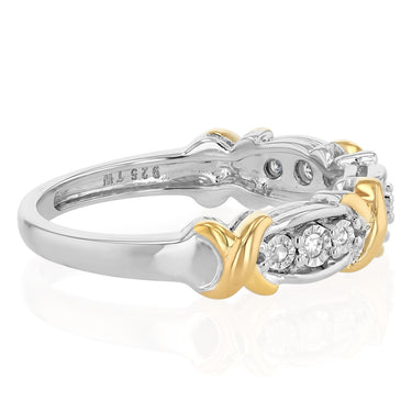 Natural Diamond Ring in Gold Plated Silver