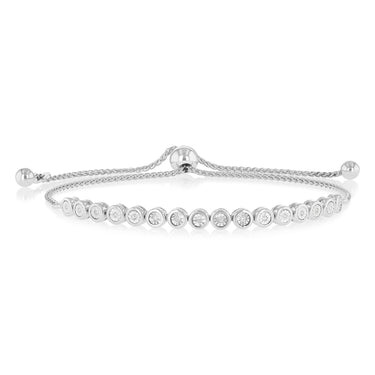 Natural Diamond Slider Bracelet in Sterling Silver