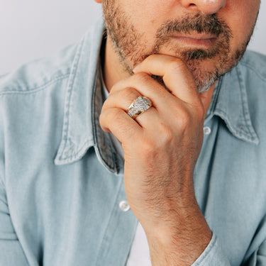 1/4 Carat Diamond Men's Ring with 32 Round Diamonds in 9ct Yellow Gold