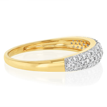 1/3 Carat Diamond Pave Ring in 9ct Yellow Gold