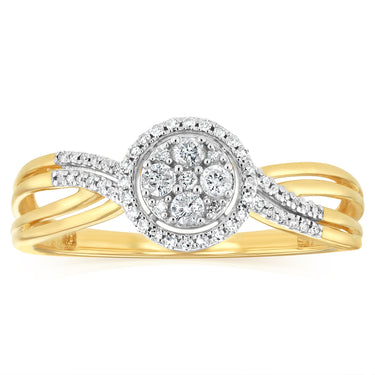 1/5 Carat Diamond Ring in 9ct Yellow Gold