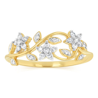 1/5 Carat Diamond Ring in 9ct Yellow Gold