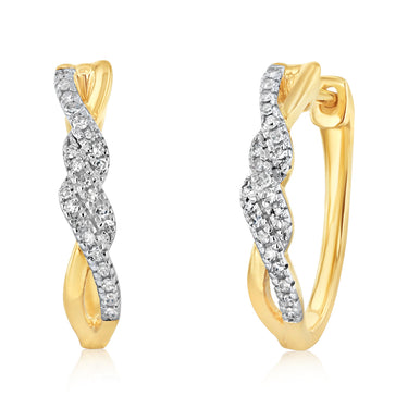 1/10 Carat Diamond Hoop Earrings in 9ct Yellow Gold